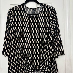 CLARA SUNWOO Black and White Tie Front Blouse